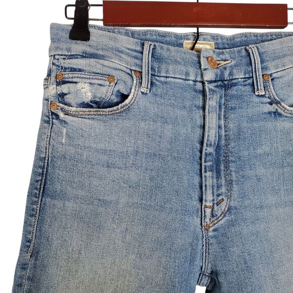 Mother Denim High Waisted Looker Ankle Fray Shoot To Thrill Destroyed Jeans 27 - Picture 7 of 16